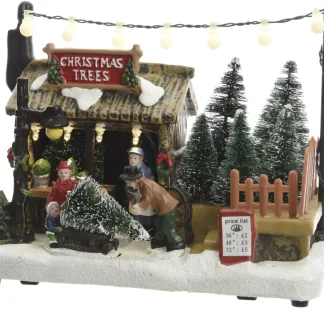 Kaemingk LED Weihnachtsbaumverkauf Szene 10,5 x 14 cm bunt