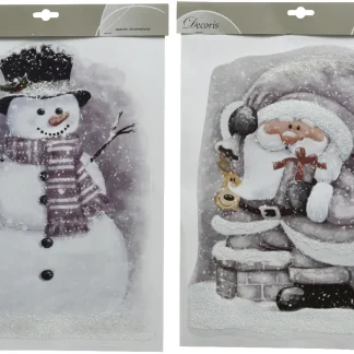 Kaemingk Fensterbilder Schneemann Weihnachtsmann 10 x 29,5 x 40 cm
