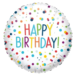 Folienballon Confetti Birthday rund 43 cm