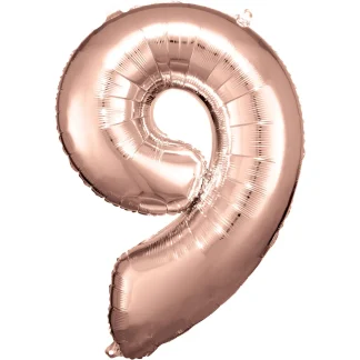 Folienballon Zahl 9 rosegold 60 cm x 86 cm