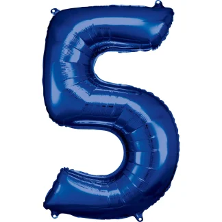Folienballon Zahl 5 blau 57 cm x 86 cm