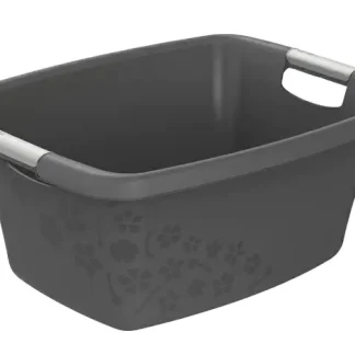 Rotho Wäschewanne Flowers 25 L anthrazit 50,5 x 38,3 x 21,8 cm (L x B x H)