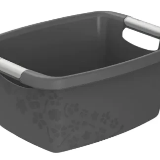 Rotho Wäschewanne Flowers 12 L anthrazit 39,5 x 29,4 x 17,5 cm (L x B x H)