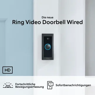 Ring Video Doorbell Wired schwarz HD-Video Türklingel, Bewegungserfassung