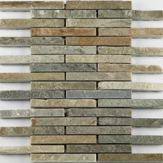Mosaikfliese Quarzit Stäbchen 25 x 31 cm beige Steinmaß: ca. 12 x 1,5 cm