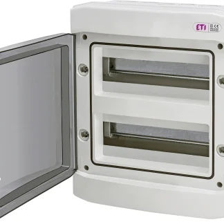 Feuchtraumverteiler 24 TE, grau mit transparenter Tür, IP65