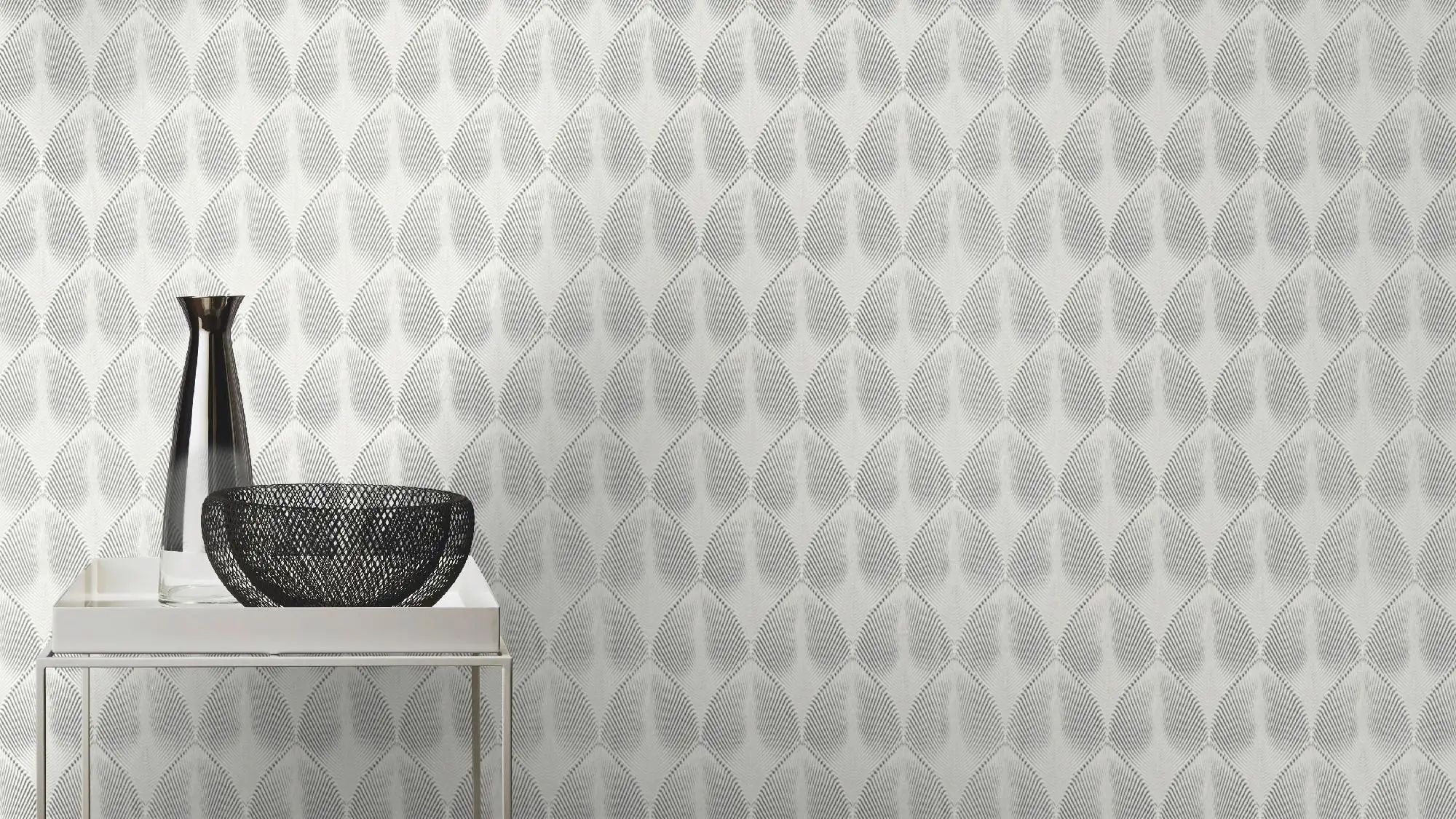 Rasch Vliestapete 535839 Yucatan grafik weiß silber, 10,05 x 0,53 m