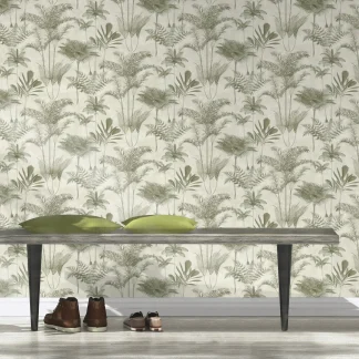 Rasch Vliestapete 555141 Lirico, Tropic beige-grün, 10,05 x 0,53 m