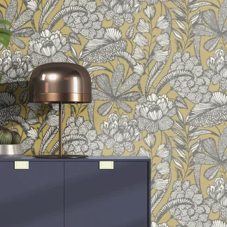 Rasch Vliestapete 555363 Gelb-Ocker Muster & Motive 10,05 m x 0,53 m