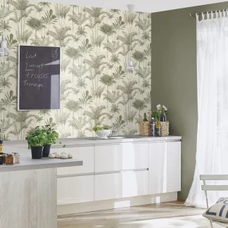 Rasch Vliestapete 555943 Lirico, Textilstruktur grün, 10,05 x 0,53 m