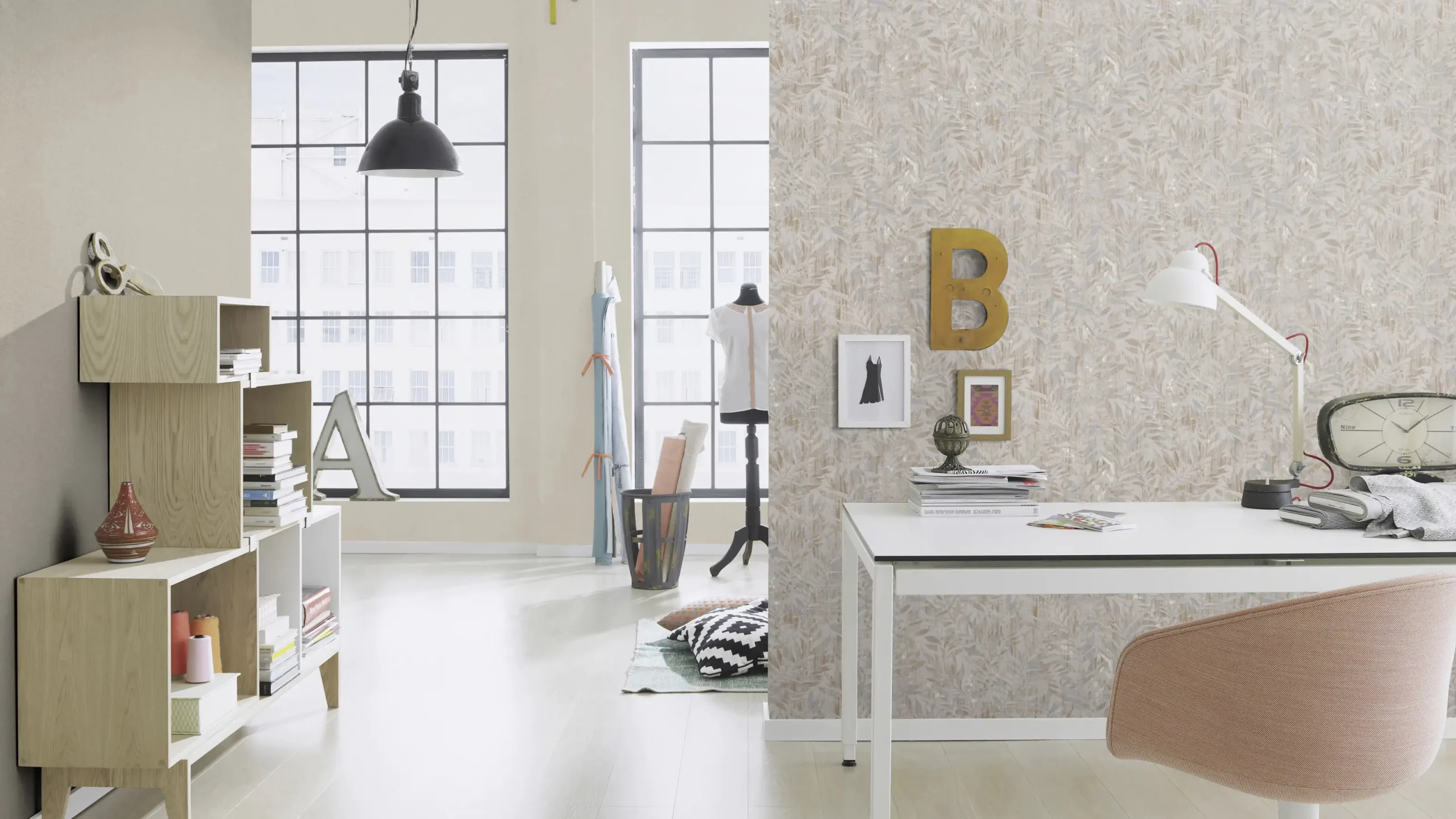 Rasch Vliestapete 560091 Barbara Home III, Textilstruktur beige, 10,05 x 0,53 m