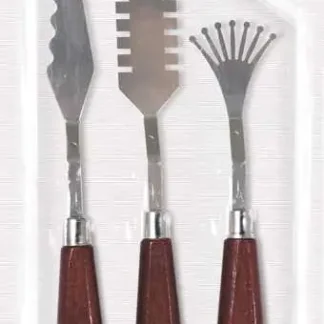 Kreul Malmesser 3er Set mit Metallklingen und Holzgriffen