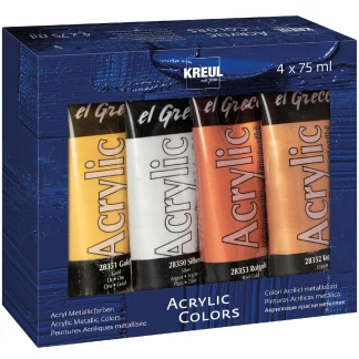 Kreul el Greco Acrylic 75 ml 4er Set Metallic Colors