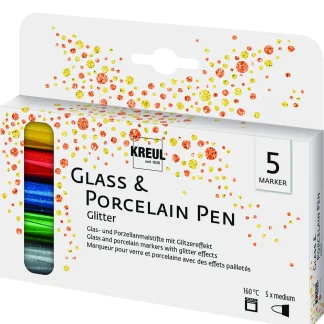 Kreul Porzellan- und Glasmaler glitter 5er Set Porcelain+GlassPen 160°C