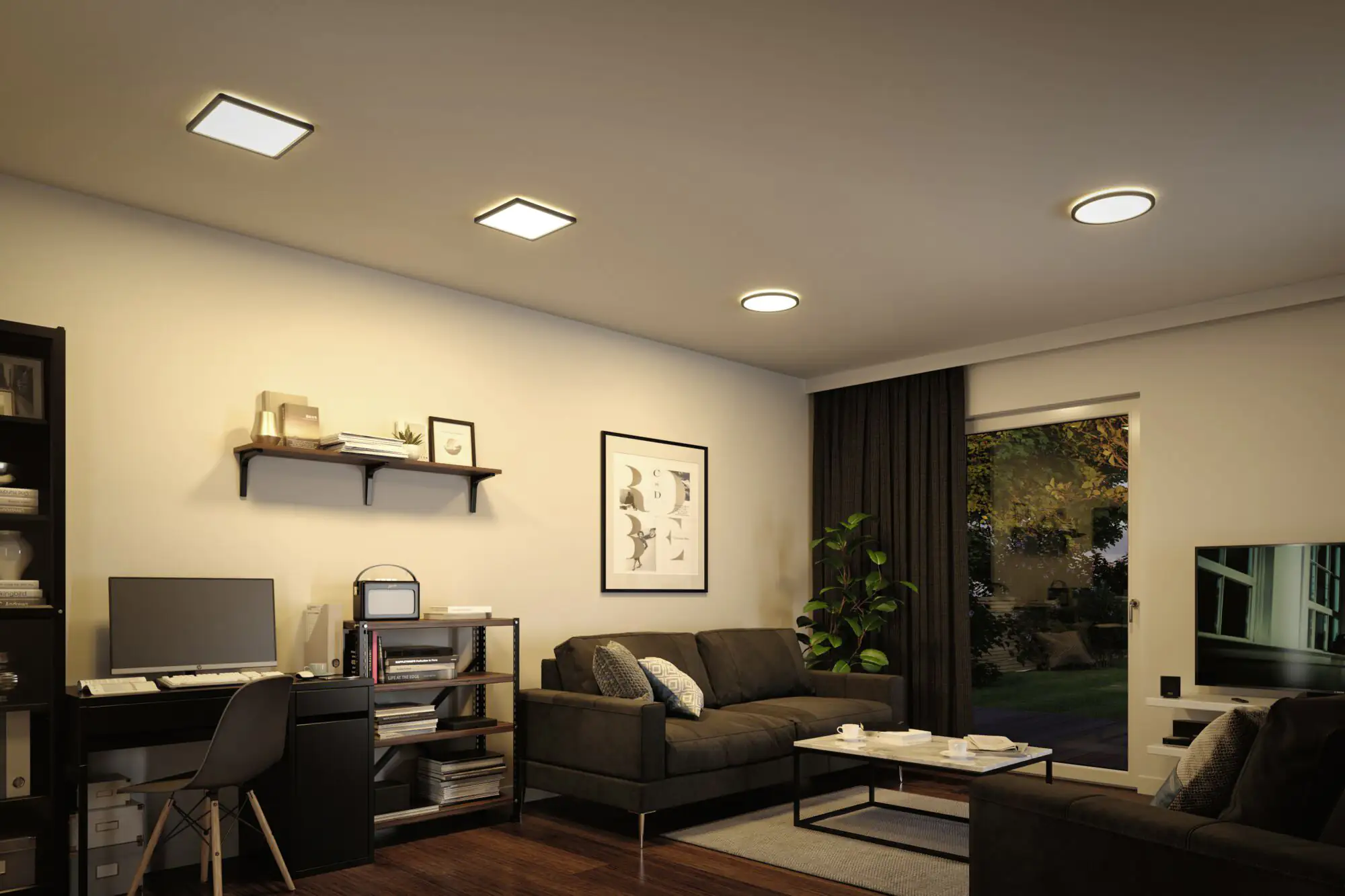 Paulmann LED Panel Atria Shine schwarz 19 x 19 cm warmweiß
