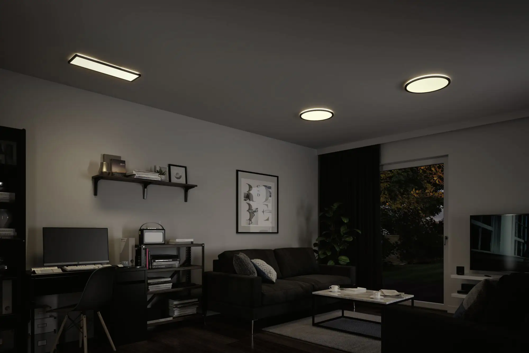 Paulmann LED Panel Atria Shine schwarz Ø 42 cm neutralweiß