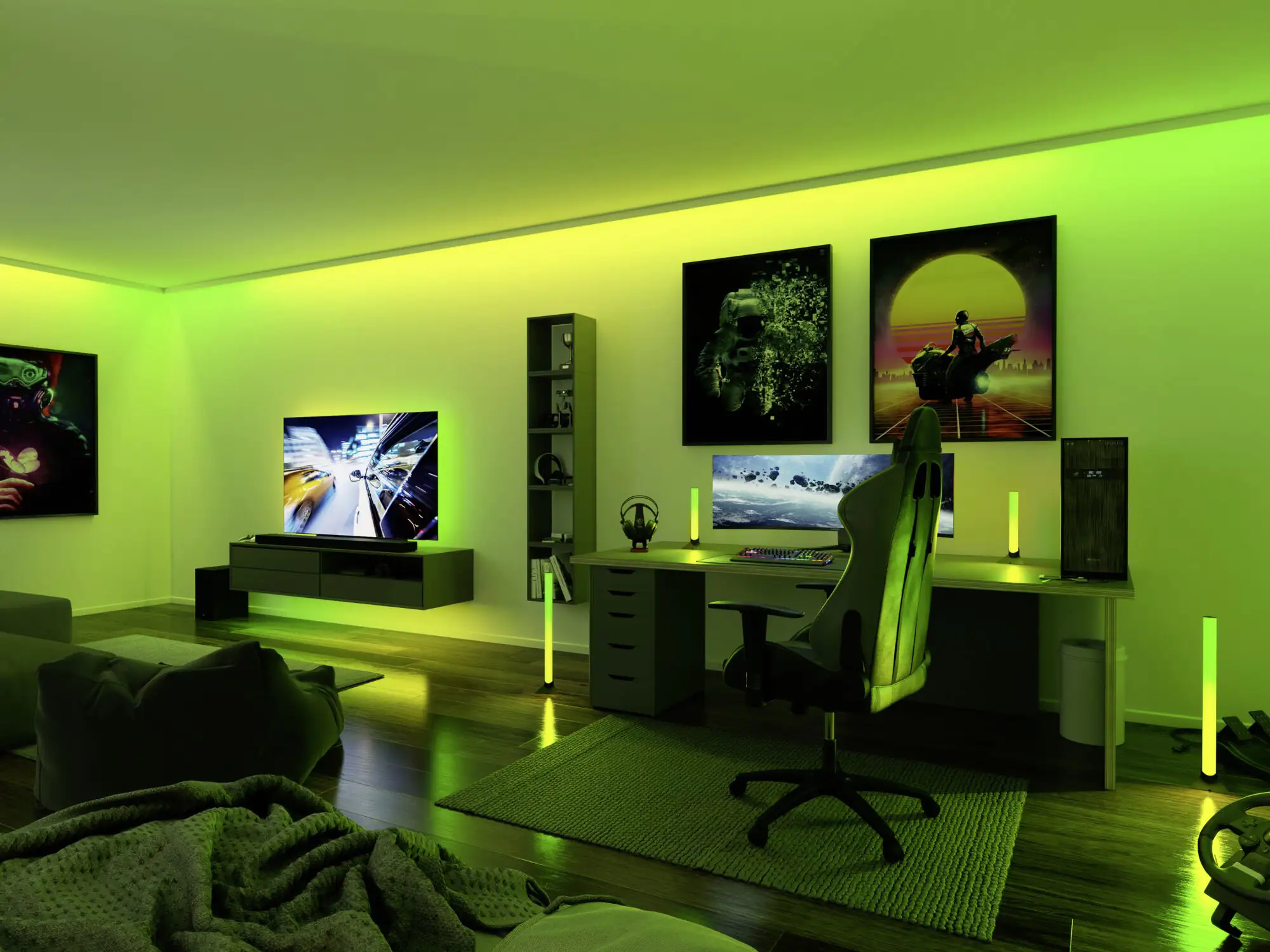 Paulmann Entertain LED Lightbar Standfuß schwarz 2er Set Kunststoff