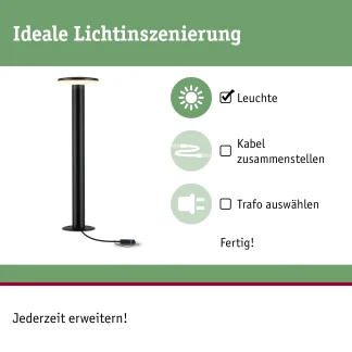 Paulmann Plug & Shine LED Pollerleuchte Plate insect-friendly anthrazit