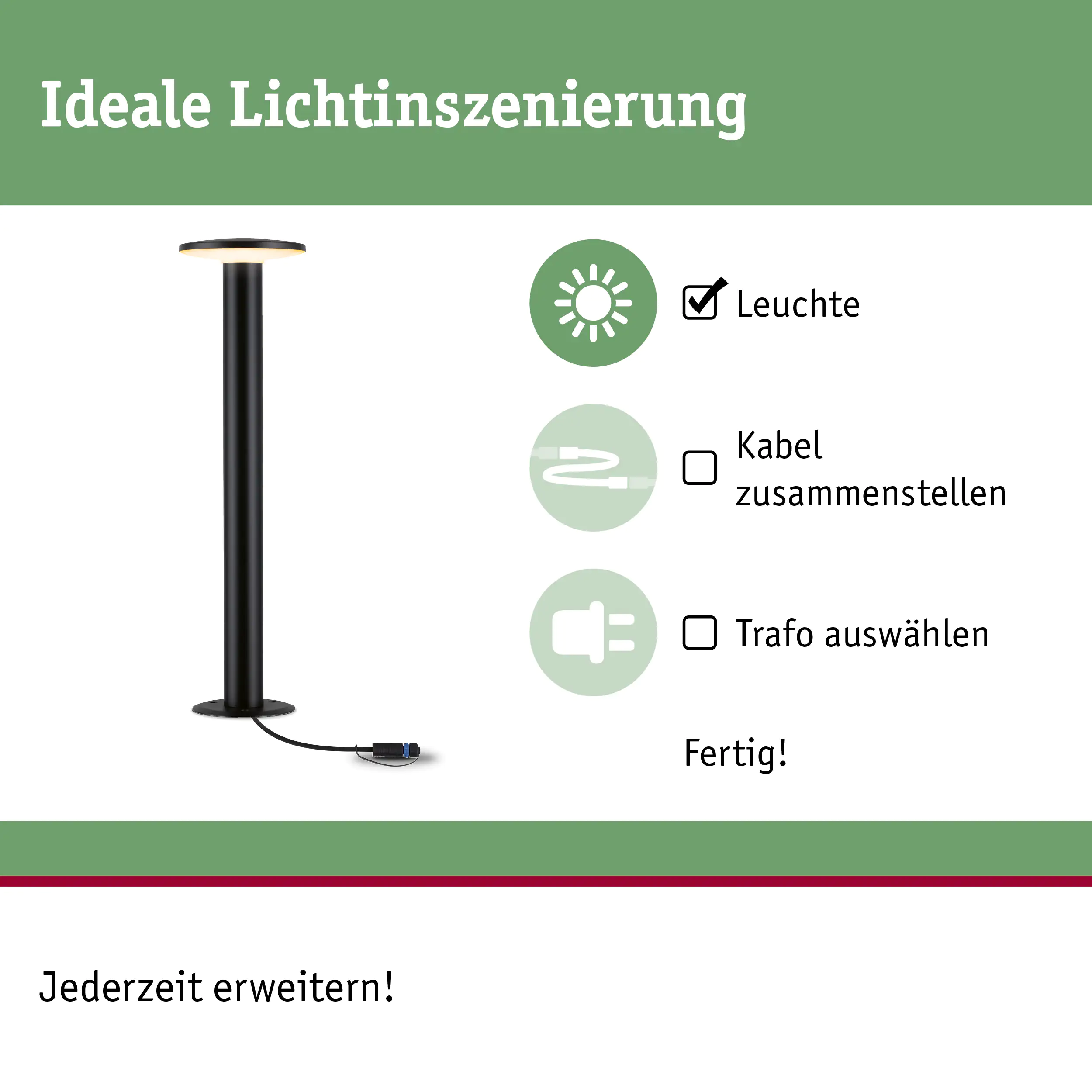 Paulmann Plug & Shine LED Pollerleuchte Plate insect-friendly anthrazit