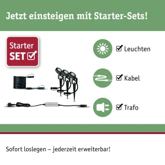 Paulmann Plug & Shine LED Spot Sting insect-friendly anthrazit 3er-Set