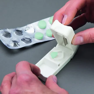 HSI Tablettenspalter mit Depotfach blau 70x 30x 26 mm