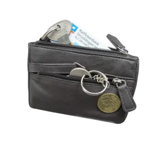 Schlüsseltasche Leder schwarz 11,5 x 8,2 cm