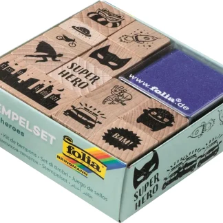 Glorex Holzstempel-Set Superheros 12 Stempel + 2 Kissen