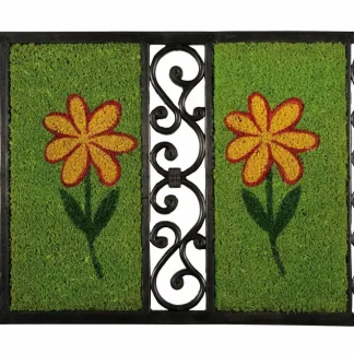 Fußmatte Salome Flower grün, 45 x 75 cm