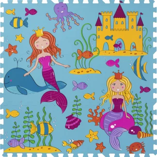 Puzzle-Teppich Meerjungfrau 9-teilig 1 Teil 30 x 30 x 1 cm