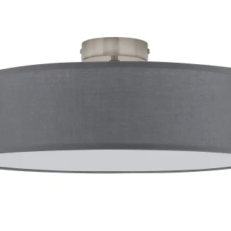 Di-Ka Deckenleuchte 2-flammig Stoff-Metall grau-satin