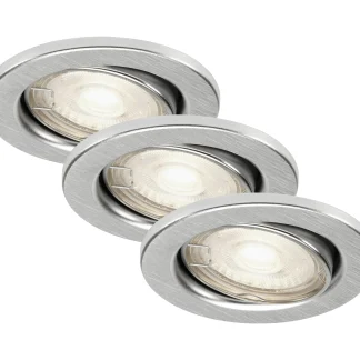 Di-Ka LED Einbauleuchte Sten 3er Set alu Ø 8,6 cm GU10, warmweiß