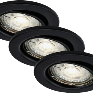 Di-Ka LED Einbauleuchte Sten 3er Set schwarz-matt Ø 8,5 cm GU10 5 W