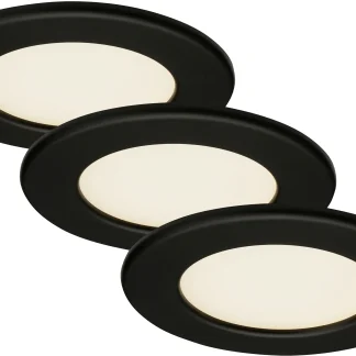 Di-Ka LED Einbauleuchte Thin 3er Set schwarz-matt Ø 11,5 cm 6W, warmweiß
