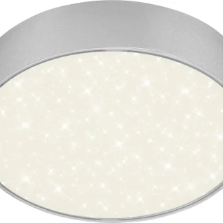 Briloner LED Deckenleuchte Flame Star silber Ø 15,7 cm mit Sternenhimmel