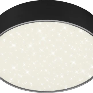 Briloner LED Deckenleuchte Flame Star schwarz Ø 15,7 cm mit Sternenhimmel