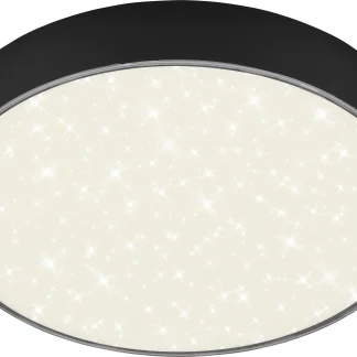 Briloner LED Deckenleuchte Flame Star schwarz Ø 21,2 cm mit Sternenhimmel