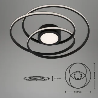 Di-Ka LED Deckenleuchte Frame Curl Ø 56 cm schwarz, mit Mittellicht