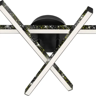 Briloner LED Deckenleuchte Rey 40 cm, schwarz, Glitzereffekt