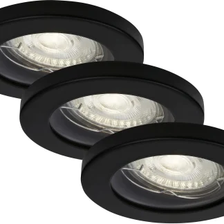 Di-Ka LED Einbauleuchte Kowali 3er Set schwarz-matt Ø 8,5 cm 4,7 W warmweiß
