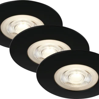 Di-Ka LED Einbauleuchte Kulana 3er Set schwarz-matt Ø 9 cm 4,9W, warmweiß