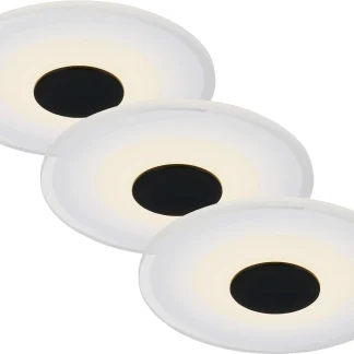 Di-Ka LED Einbauleuchte Verre 3er Set schwarz Ø 12 cm 6W, warmweiß