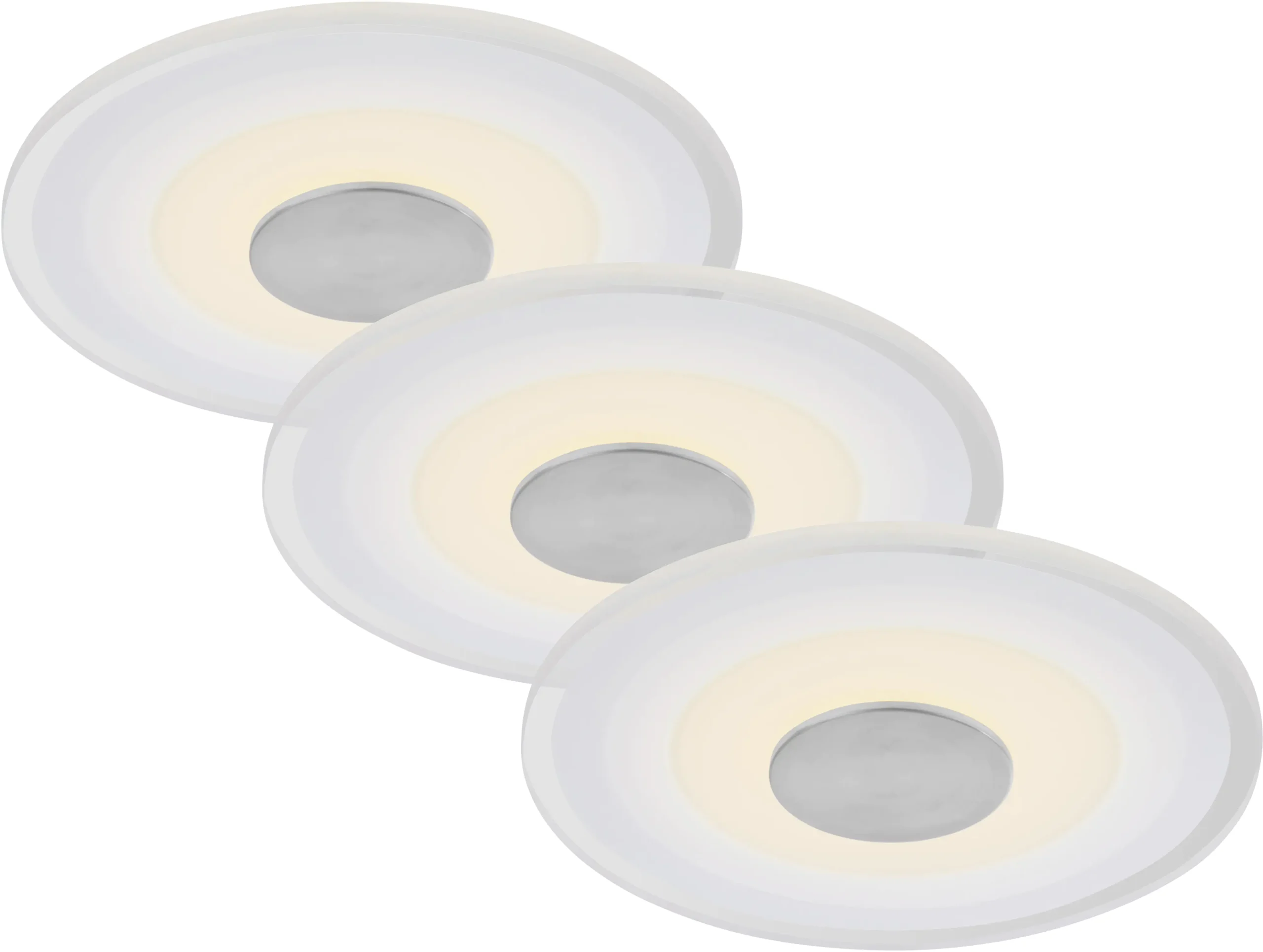 Di-Ka LED Einbauleuchte Verre 3er Set alu Ø 12 cm 6W, warmweiß