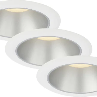 Di-Ka LED Einbauleuchte Fundu 3er Set weiß-silber Ø 9,5 cm 4,9W, warmweiß