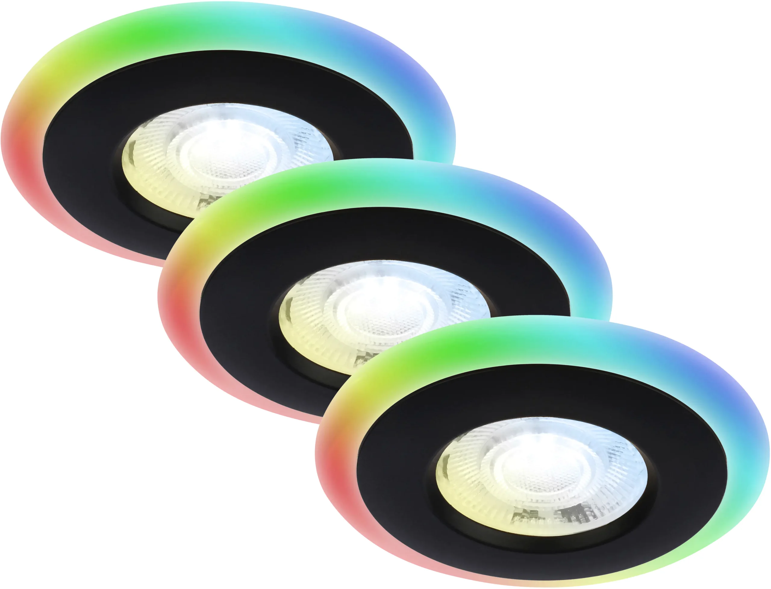 Di-Ka LED Einbauleuchte Skill Color 3er Set schwarz Ø 8,4 cm 5 W dimmbar
