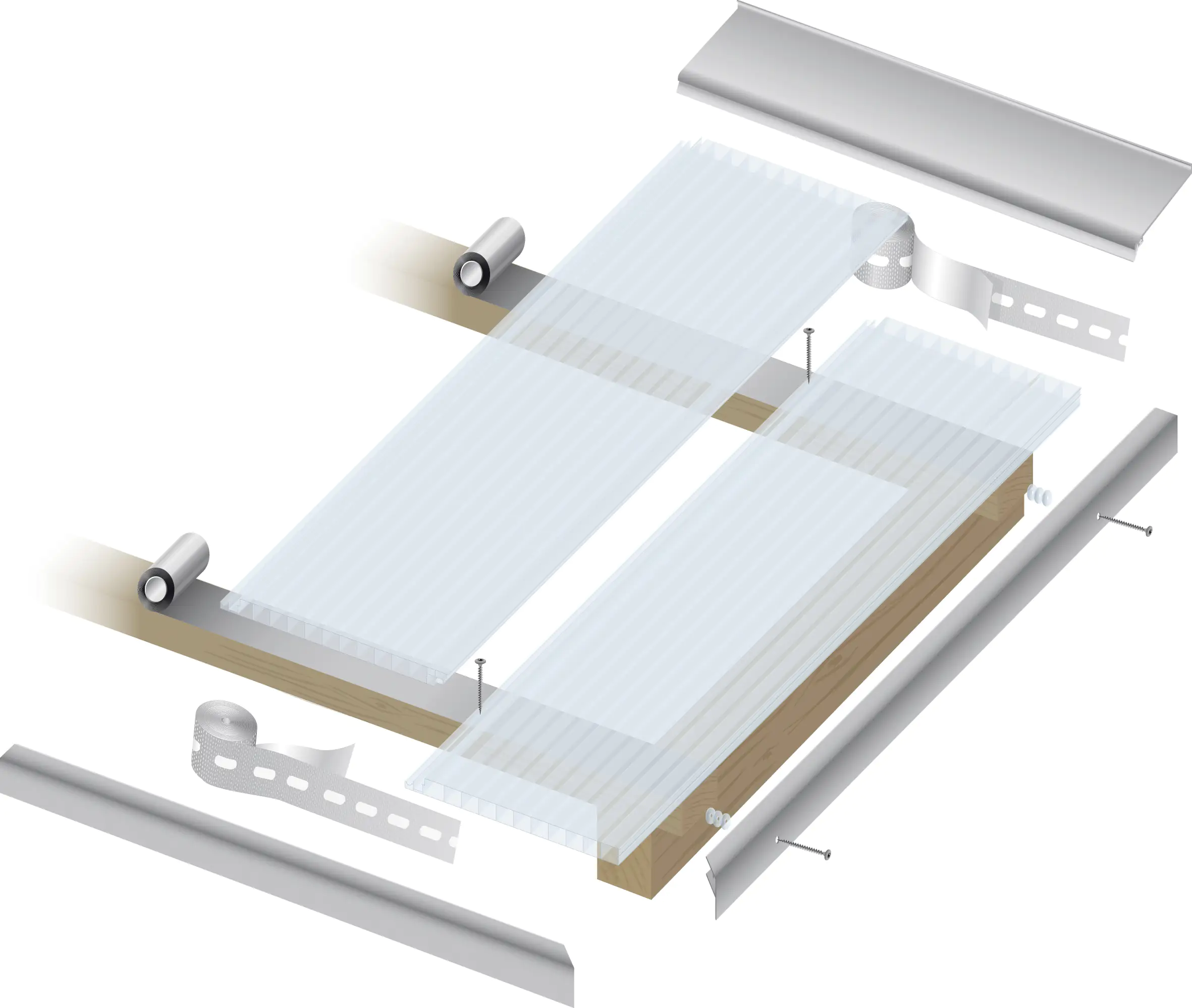 Gutta Polycarbonat-Hohlkammerpaneel Easy Click Plus 200 x 20 cm 16 mm klar