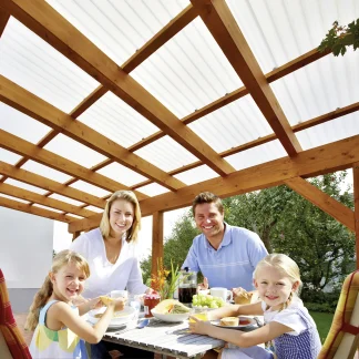 Gutta Polycarbonat-Wellplatte Wabe Sinus 76/18 200 x 104,5 cm 2,6 mm klar