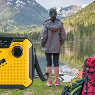 Schwaiger Solar-Kurbelradio mit LED Leuchte FM/AM Radio, mit Notfallsirene und Taschenlampenfunktion