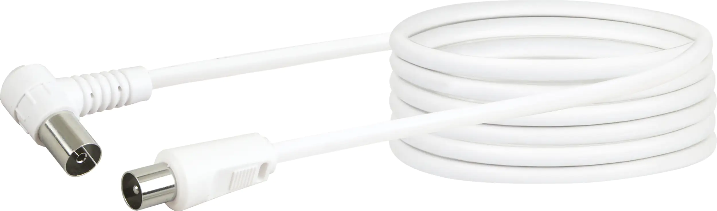 Schwaiger Antennen Anschlusskabel KVKW50 532 (75dB) weiß, 5,0m, 90° gewinkelt, 1x IEC Stecker / 1x I