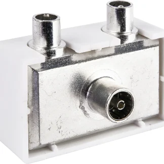 Schwaiger Aufsteckverteiler ASV45 532 für TV weiß, 1x IEC Buchse auf 2x IEC Stecker