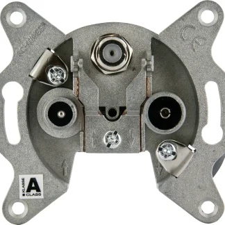 Schwaiger SAT Einzel-Stichleitungsdose DSE650 531 (2,5dB), F IEC silber, 3-Loch, 1x F / 2x IEC